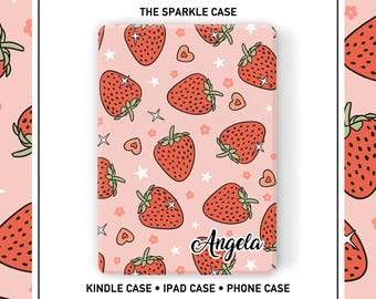 Strawberry ColorSoft Kindle Paperwhite Case, Magnetic Slim Cover with Strap, Clear Back Cover