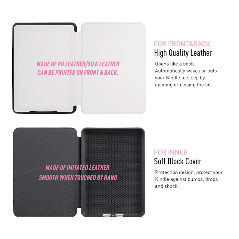Personalized Kindle Case with Hand Strap, Magnetic ColorSoft Paperwhite Case, Clear Back Custom Cover image 9