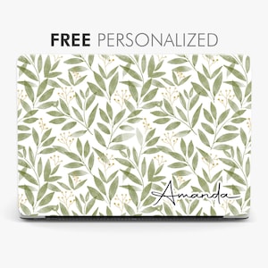 Watercolor Leaves MacBook Case Hard PC Laptop MAC Case Cover for MacBook Air 13 Pro 14.2/15/16 2008-2024 MacBook Laptop Case Free Monogram
