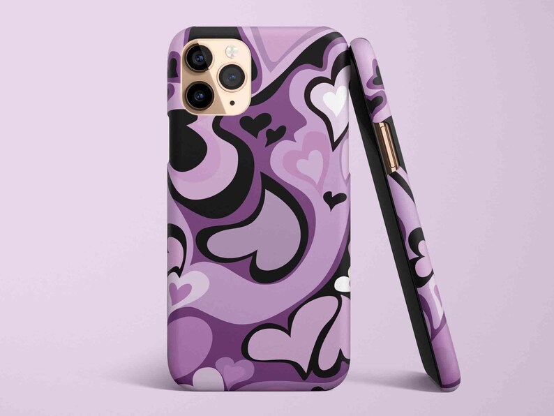 Heart iPhone Case | Phone Case | Purple Phone Case | iPhone 14, 14 pro max, 14 Plus, 13, 12, 12 pro max, 11 pro Max, XS Max, XR, Samsung S21 