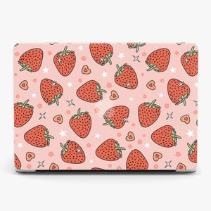 Kawaii Strawberry Painting Hard Shell Abstract Graphic Modern Rubberized Laptop Case for Macbook Air 13 Pro 13/14.2/15/16 2008-2024