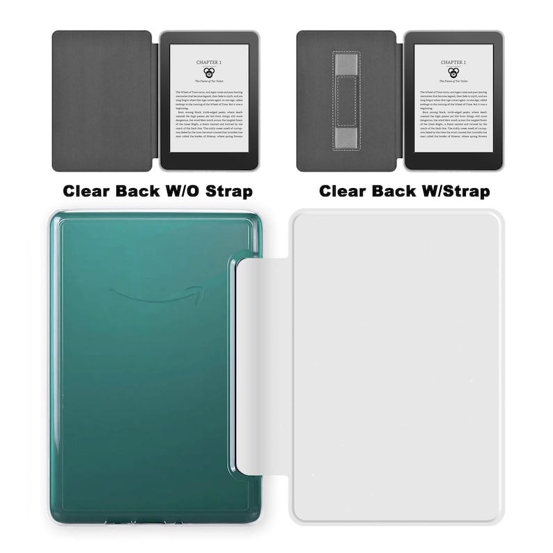 Personalized Kindle Case with Hand Strap, Magnetic ColorSoft Paperwhite Case, Clear Back Custom Cover image 8