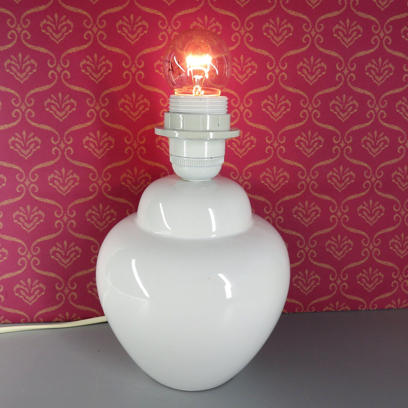 White ceramic table or bedside lamp Retro light European Etsy