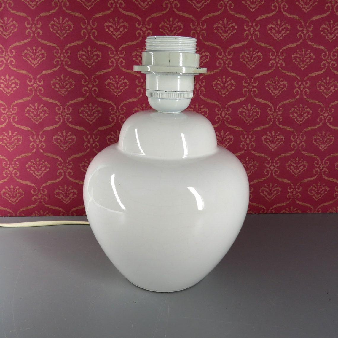 White ceramic table or bedside lamp Retro light European Etsy