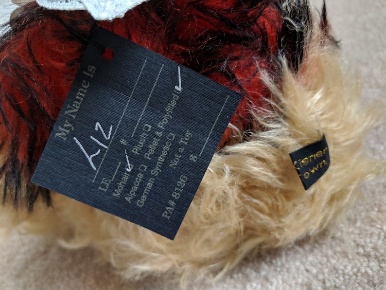 Blonde Curly Mohair Valentines Bear Adorable Vintage Jointed Mohair Bear Signed Pam Kisner Collectible Bear Bear Red Bow MohairJacket