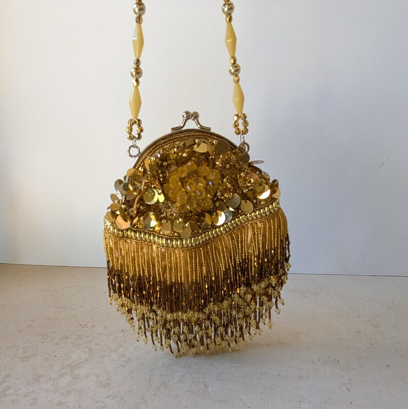 Vintage Gold Beaded Purse