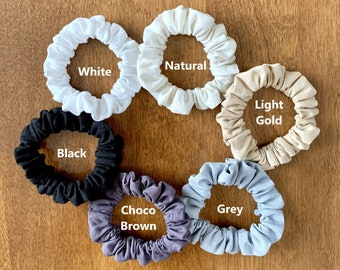 Skinny Cotton Scrunchies, Mini Scrunchies, Minimalist Hair Ties, Multicolor Scrunchies, Hair Accessory, 100% Cotton, Made in USA