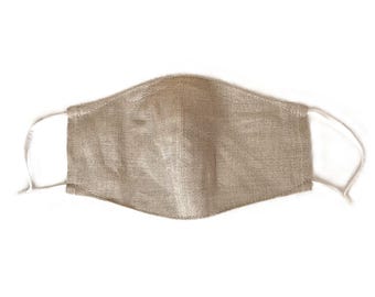 OEKO-TEX Certified Linen Face Mask, Natural Color, Breathable, Adjustable Ear Loops, Kids Adult Covering