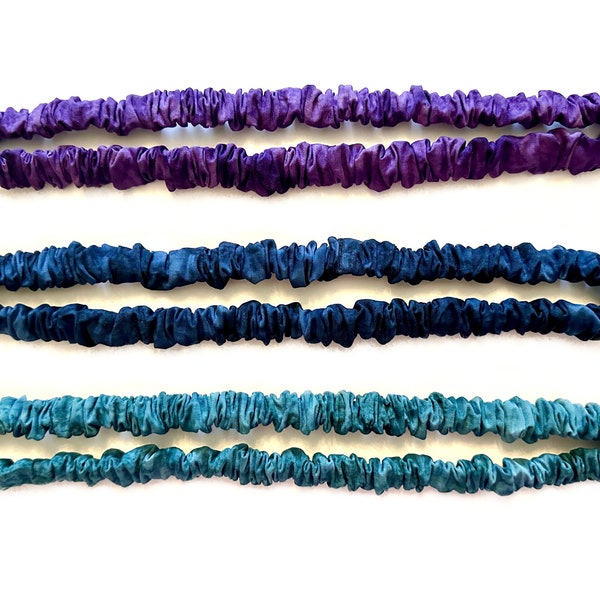 Skinny Scrunchie Headband, Tie-Dye Scrunchie Headband, Batik Cotton Scrunchie Headband, Blue Headband, Purple Headband, Green Headband