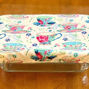 Reusable Casserole and Dish Cover, Large Fabric Bread Pan Cover, Serving Basket Cover, Zero Waste Food Cover, 100% Cotton, Made in USA
