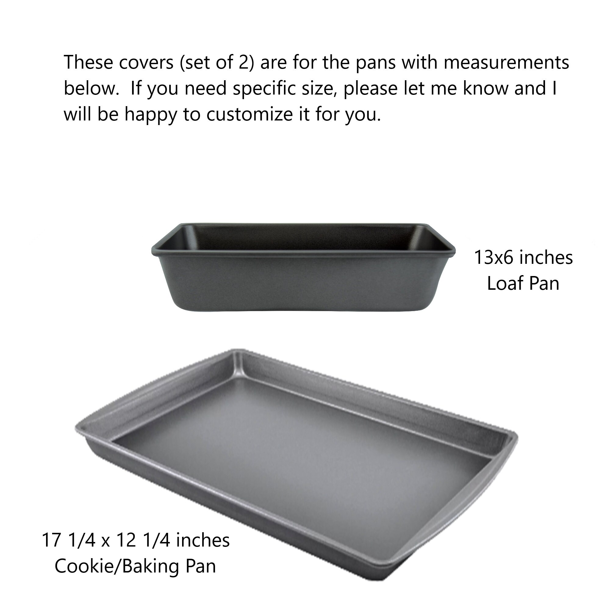 2-set 13x6 Inches Loaf Pan Cover, 17 1/4 X 12 1/4 Inches Cookie Pan Cover,  Loaf and Bread Pan Cover, Baking Pan Cover, 2-set Food Covers 