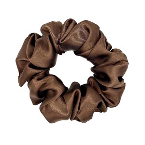 Soft Satin Scrunchie, Medium Brown Scrunchie, Brown Hair Tie, Brown Hair Accessory, Minimalist Scrunchie, Gift for Her