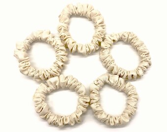 Skinny Cotton Scrunchie, 5-Pack Neutral Skinny Scrunchie, Mini Scrunchies, Small Hair Ties, Hair Accessory, Minimalist Scrunchie, Natural