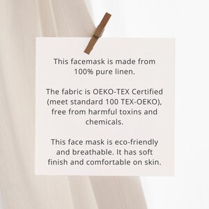 OEKO-TEX Certified Linen Face Mask for Kids and Adult, Breathable Face Mask with Adjustable Ear Loops, Reusable Linen Face Mask image 2
