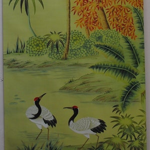 West Lake handpainted on dyed silk Color G----chinoiserie panels--custom panel size and pattern available