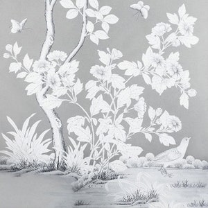 Hand-painted Chinoiserie panels, hand-painted silk wallpaper--Reserved order