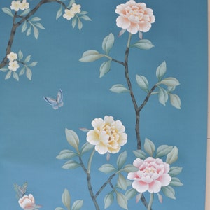 Sunny Garden  Hand-painted on silk wallpaper  T---chinoiserie panels--custom order  available
