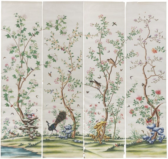 Reproduction Work Of Chinoiserie Panels Reproduction Of Antiqued Chinoiserie Wallpaper