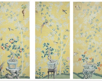 a set of six chinese wallpaper panels---price for one panel