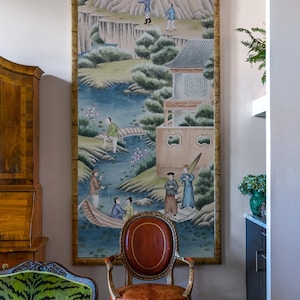 Antiqued chinoiserie panels--Vintage chinoiserie arts