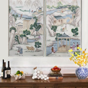 A set of 18th Century Chinoiserie Wall artwork, Vintage style Chinoiserie,Wall Art, Wall Decor, Wall Decal, Wall Hanging ( no frame)