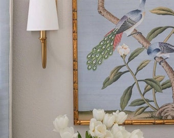 Chinoiserie Birds Garden Wall Art, Floral Tea Wallpaper Panel (Unframed)