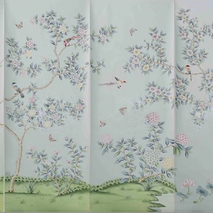 36&quot; *96&quot;,  hand-painted Chinoiserie  wallpaper, Hand-painted silk wallpaper