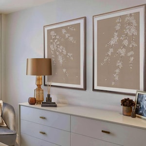 cherry branches in the wind, Hand-painted silk wallpaper, reserved order