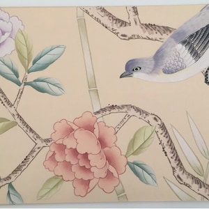 SAMPLE for Chinoiserie Handpainted Wallpaper on pink 29#