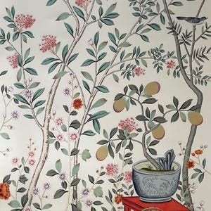 Chinoiserie Murals Hand painted Wallpapers , custom wallpaper order collection