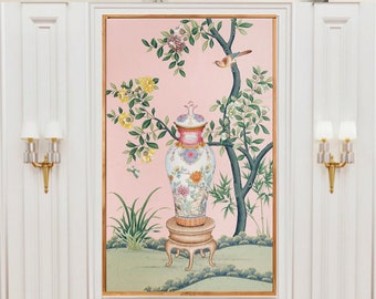 Gift, handmade prints, tea wallpaper material, chinoiserie wall artwork, reserved order for interior designer