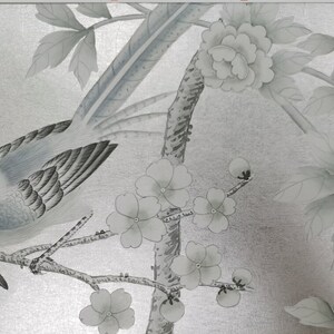 Hand-painted metallic wallpaper, Custom panel size to fit the wall size