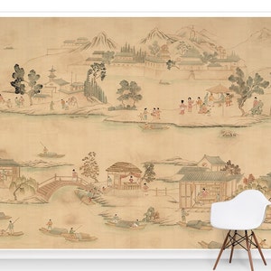 hand-painted chinoiserie wallpaper,  silk wallpaper 7#