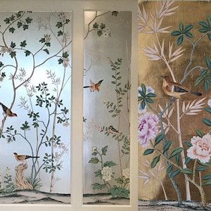 Hand-painted Chinoiserie wallpaper on on Gilded paper, ML-63#