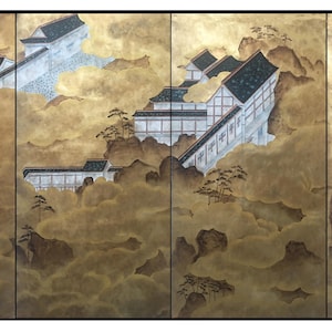 Hand Painted Wallpapers Murals on Gold Metallic Panel