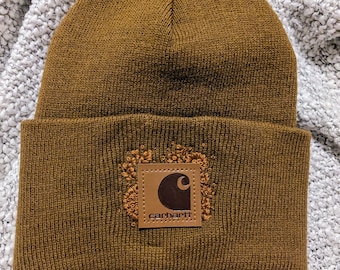 Hand-Embroidered Monochrome Wildflower Carhartt Tonal Patch Beanie