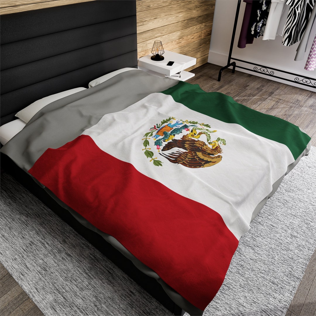 Mexican Flag Velveteen Plush Blanket Etsy