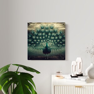 Peacock By Lake Acrylic Wall Art Panels
