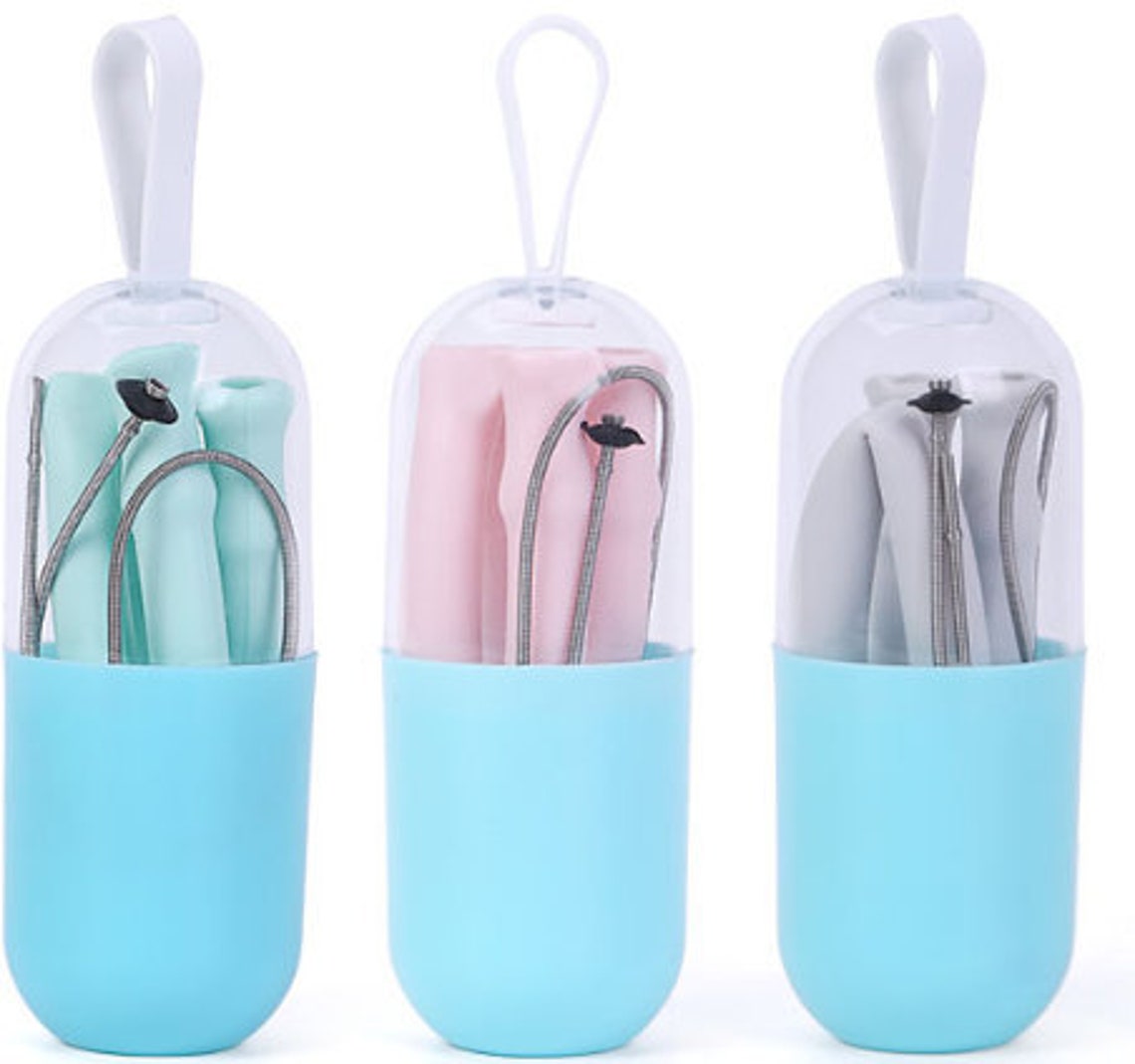Silicone Travel Straws with Cases and Brushes Portable & Etsy