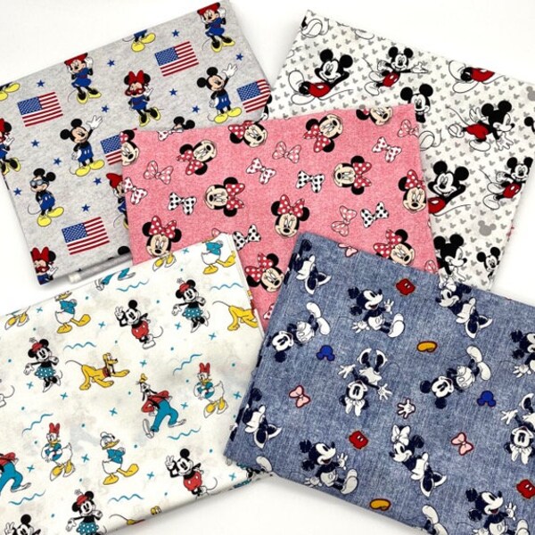 Mickey Mouse & Friends. Mickey Mouse. Minnie Mouse. Pluto. Goofy. Daisy. Donald Duck Fabric. | Sold By 1 YARD
