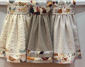 Chicken Hanging Kitchen Towels| Farmhouse Towels | Rooster Decor Country |Kitchen Gift Hand Towels