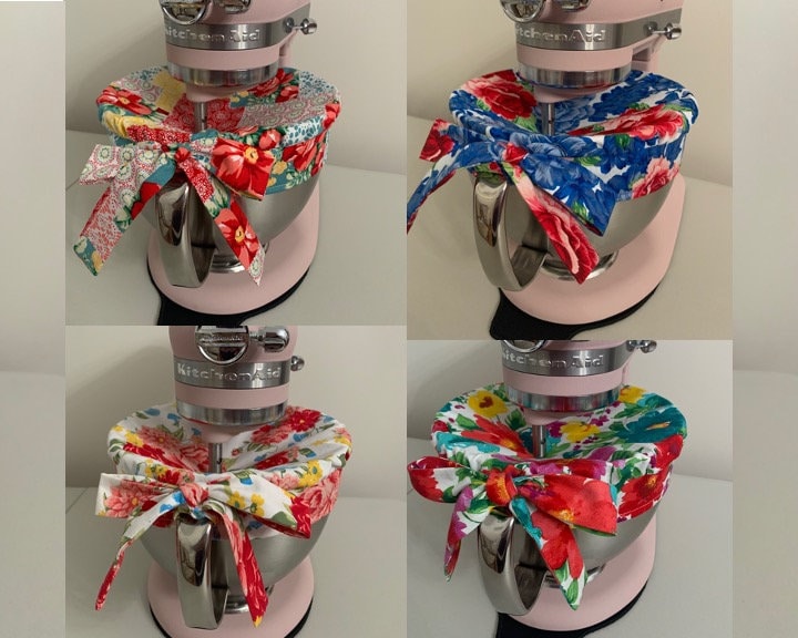 Kitchen Aid Stand Mixer Bowl Cover with Ribbon. Fit 9 inch bowl. 5 Quart. 4.7 Liters