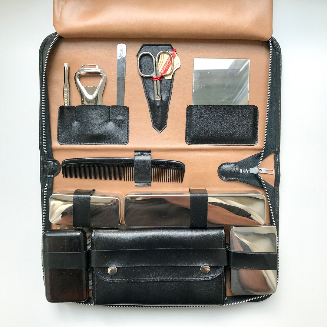 Vintage Men's Grooming Kit, Travel Case, Cosmetic Bag. Etsy