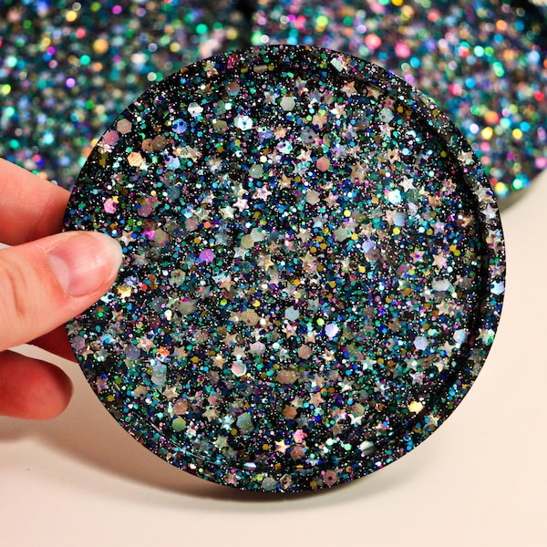 Resin Coasters: Space Glitter Galaxy Round (Individual or Set)