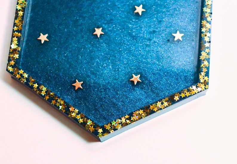 Individual or Set Gold Starry Night Resin Coasters