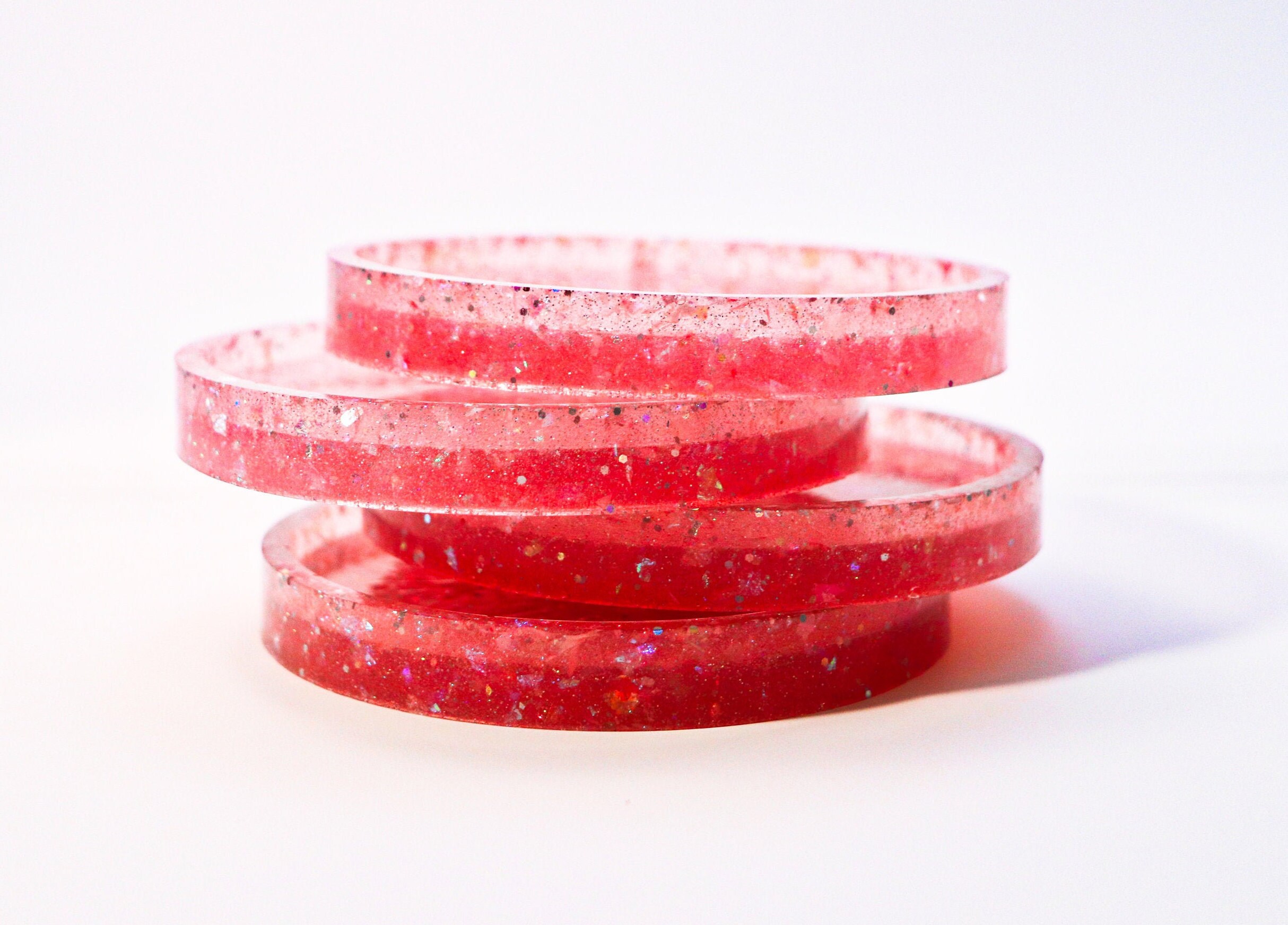 Resin Coasters Pink Glitter Individual or Set Etsy