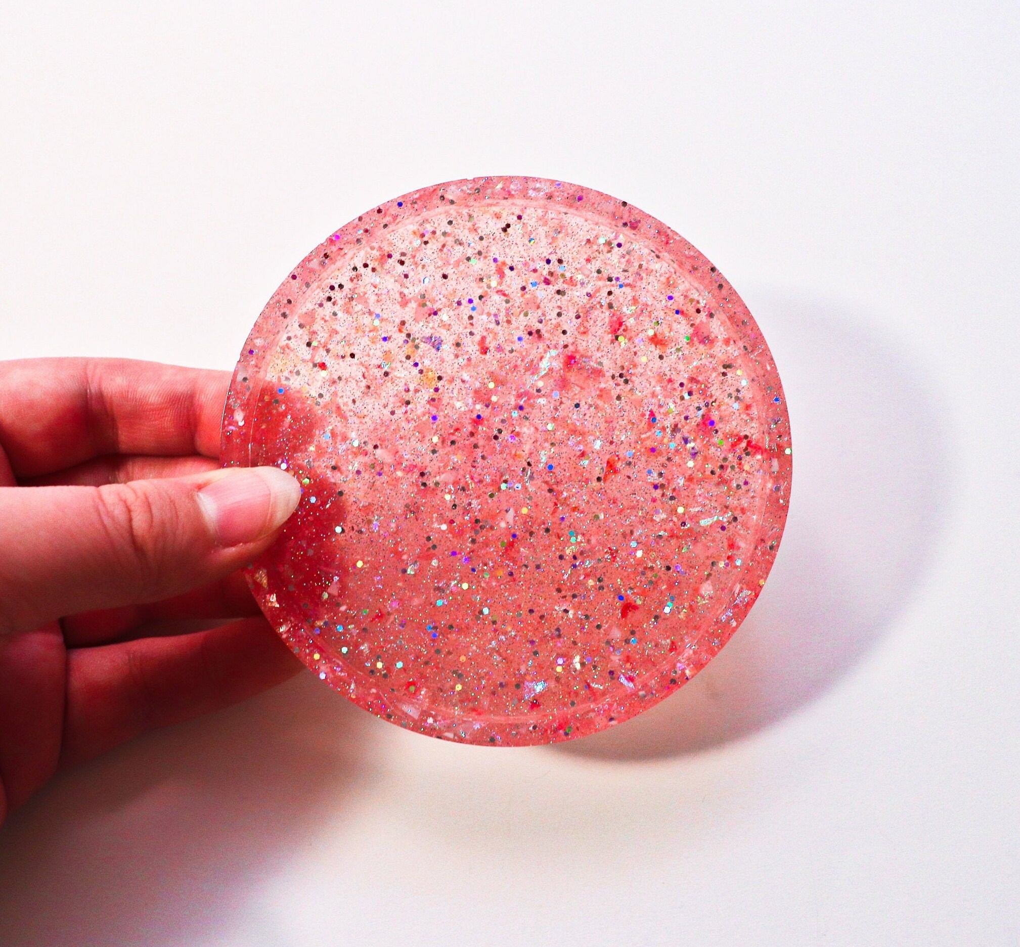 Resin Coasters Pink Glitter Individual or Set Etsy