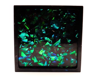 Resin Coasters: Black Holographic (Individual or Set)