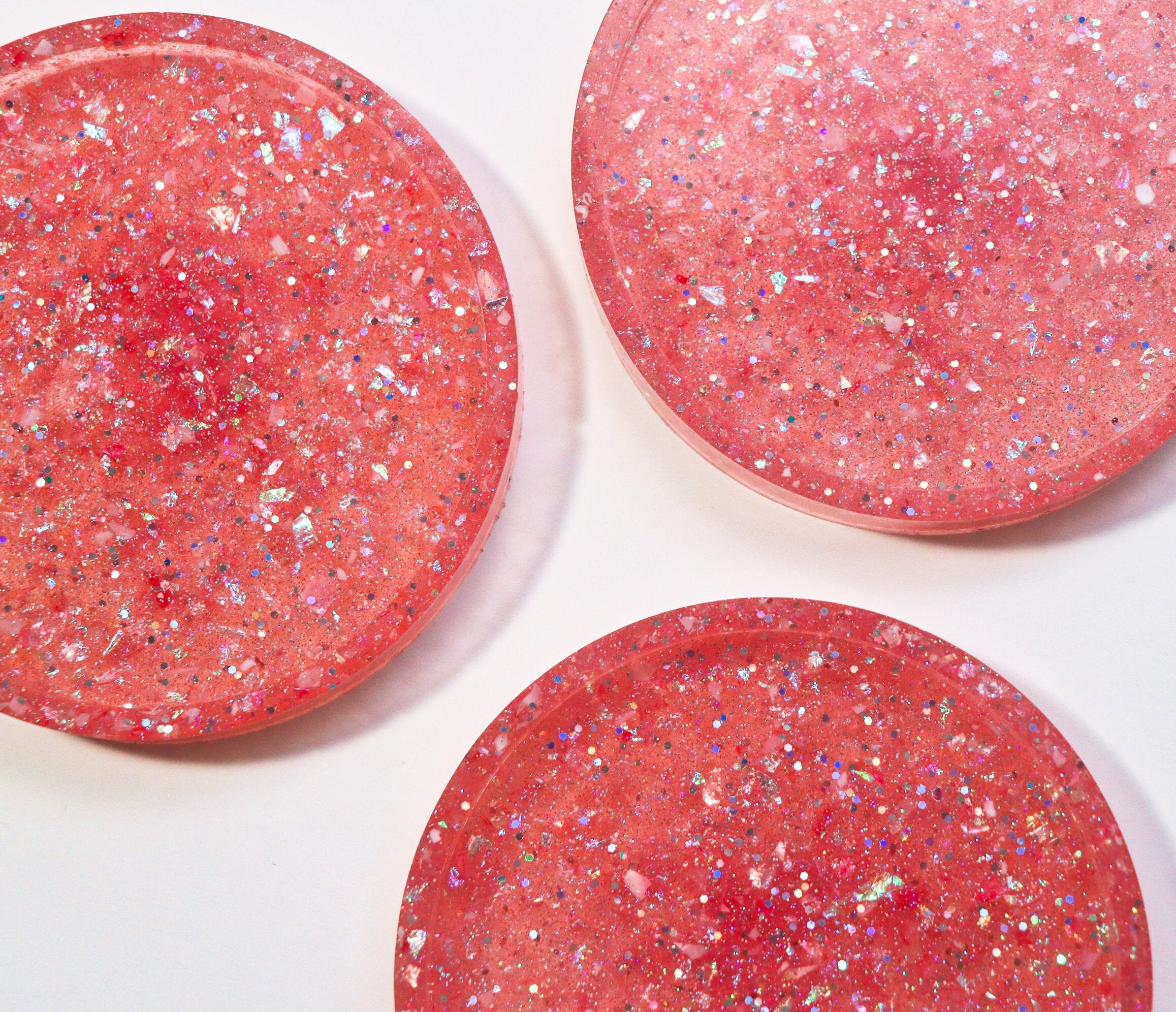 Resin Coasters Pink Glitter Individual or Set Etsy