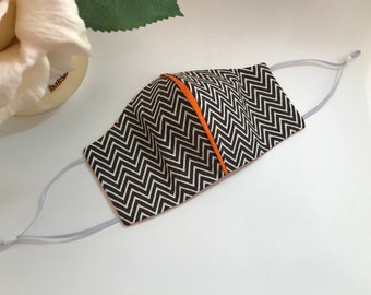 Abstract-Print Cotton Face Mask w/ Ear Adjusts